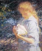 Frank Weston Benson Eleanor Holding a Shell oil painting reproduction